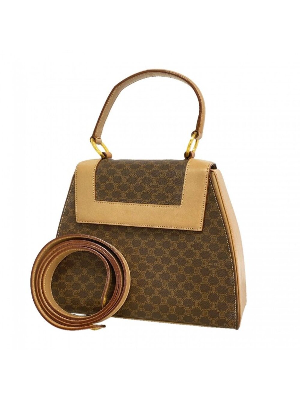 Celine Handbag Macadam Brown Gold 2-Way